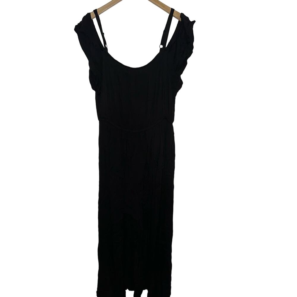 Black Torrid 2X Off The Shoulder Summer Dress Elastic Waist Smocked Ruffle Goth